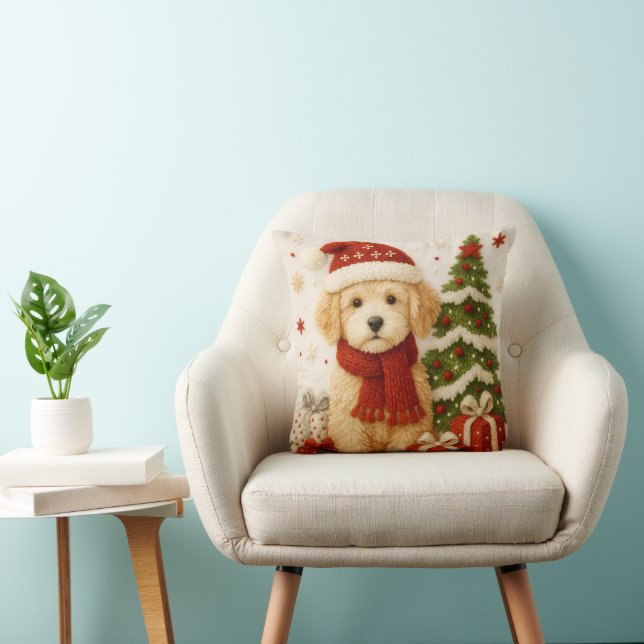Cojín Decorativo Adorable Christmas Puppy Throw Pillow (Silla)