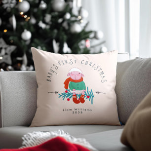 Cojín Decorativo Adorable Cordero Adorno de la Primera Navidad del 