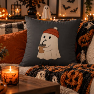 Cojín Decorativo Adorable fantasma blanco de Halloween espeluznante