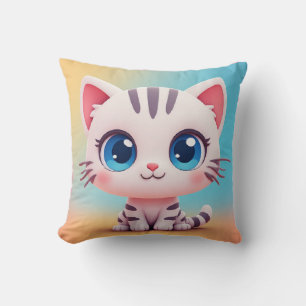 Cojín Decorativo Adorable gatito blanco de dibujos animados