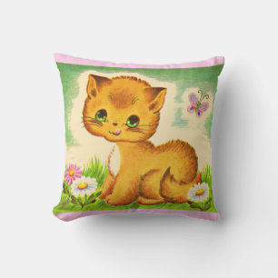 Cojín Decorativo adorable gatito de ojos verdes