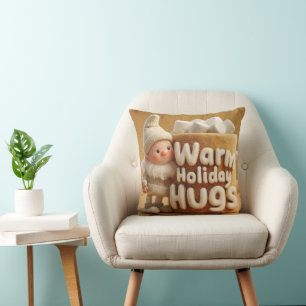 Cojín Decorativo Adorable Gnomo de Fieltro con Taza de Malvavisco