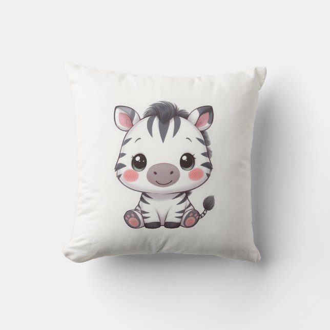 Cojín Decorativo Adorable Kawaii Chibi Zebra (Anverso)