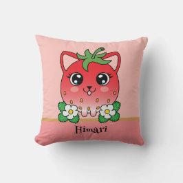 Cojín Decorativo Adorable Kawaii Gato de Fresa