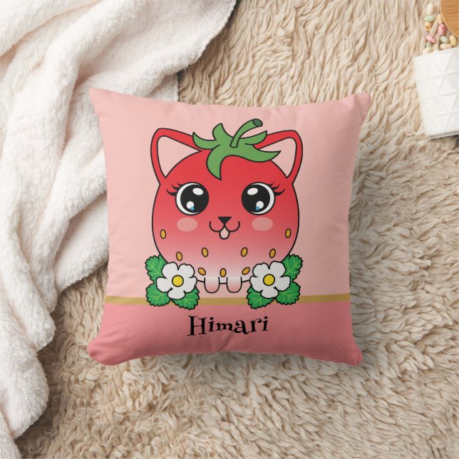 Cojín Decorativo Adorable Kawaii Strawberry Cat (Manta)