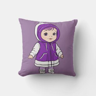 Cojín Decorativo Adorable niño invernal: Personalizado de Parka Púr