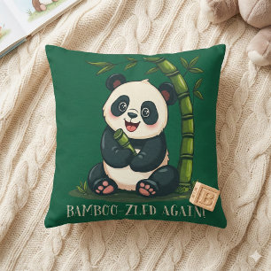 Cojín Decorativo Adorable Panda Abrazando Bamboo Cute Personalizado