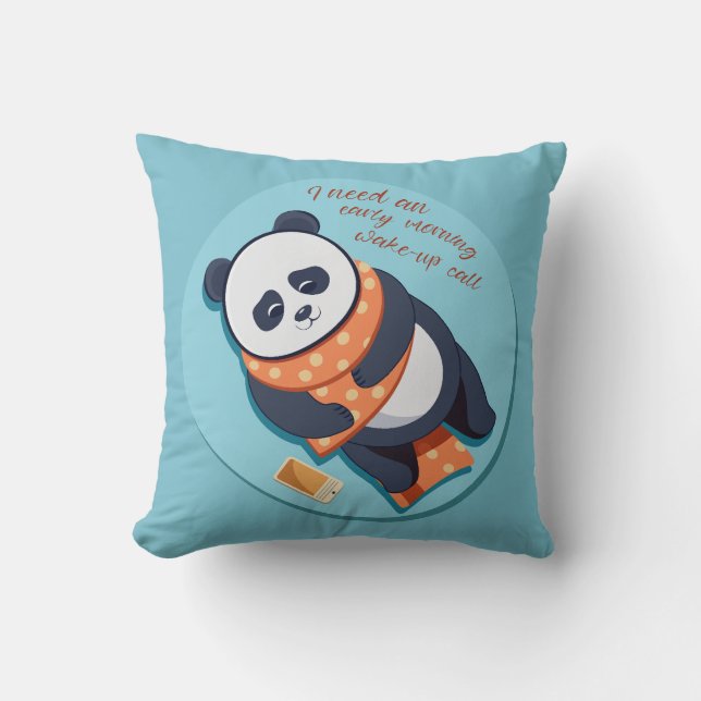 Cojín Decorativo adorable panda necesita una llamada matutina (Anverso)