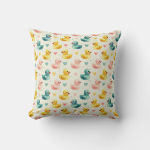 Cojín Decorativo adorable patrón de patito de acuarela pastel para