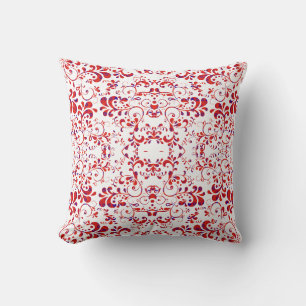 Cojín Decorativo Adorable patrón floral rojo blanco