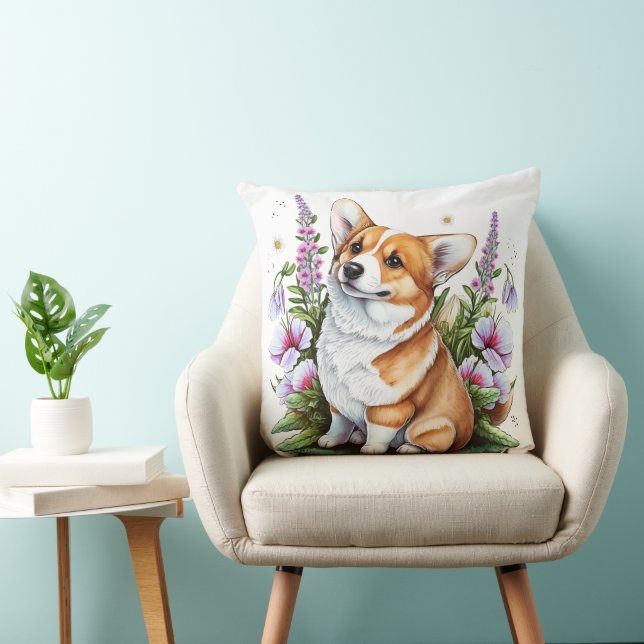 COJÍN DECORATIVO ADORABLE PEMBROKE WELSH CORGI PUPPG PERRO (Silla)