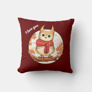 Cojín Decorativo Adorable personalizado de búho lindo "Te amo"