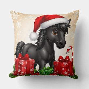 Cojín Decorativo Adorable pony de dibujos animados con sombrero de