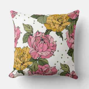 Cojín Decorativo Adorable sage green puntos de la tinta floral de p