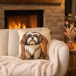 Cojín Decorativo Adorable Shih Tzu Dog House Cartoon