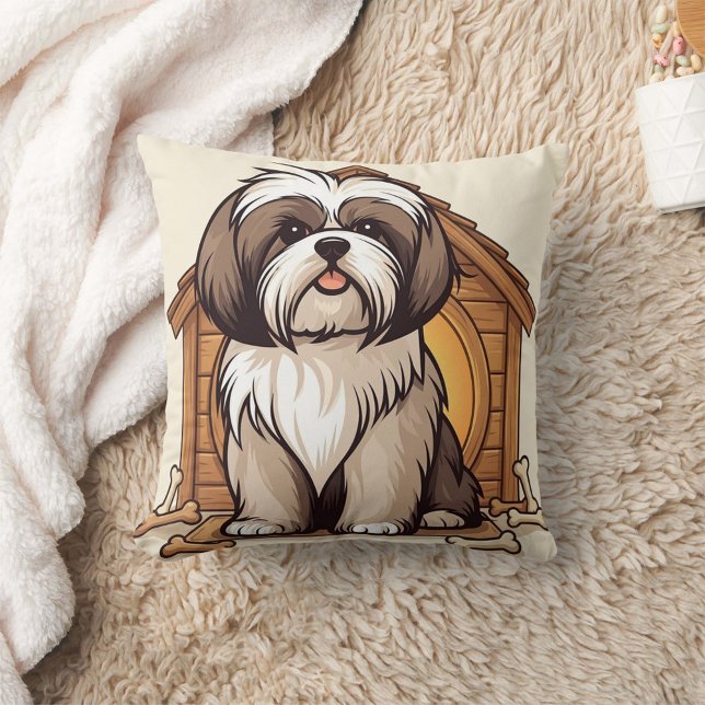 Cojín Decorativo Adorable Shih Tzu Dog House Cartoon (Subido por el creador)