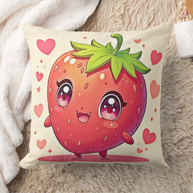 Cojín Decorativo Adorable Strawberry Love Design (Manta)