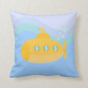 Cojín Decorativo Adorable submarino amarillo sumergido bajo el agua