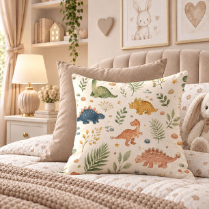 Cojín Decorativo Adorables dinosaurios lindos tonos terrosos habita