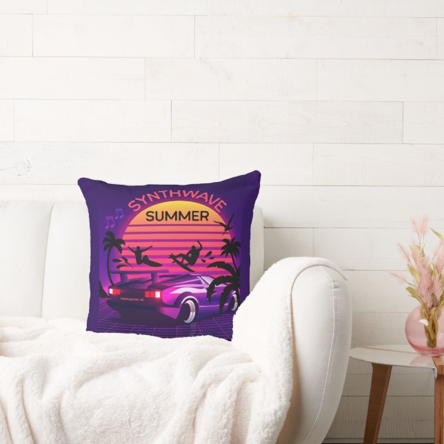 Cojín Decorativo Adorables Synthwave Vaporwave Retro Tropical Throw (Sofá)