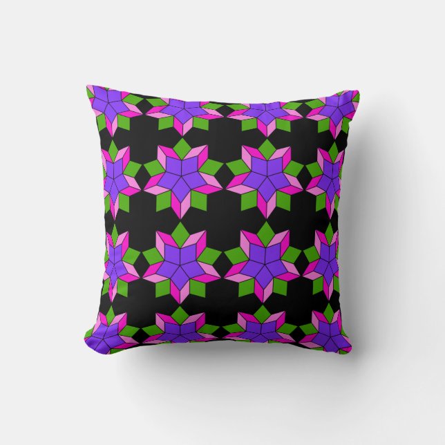 Cojín Decorativo Adorno con flores violetas (Anverso)