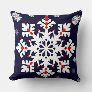 Cojín Decorativo Adorno de copo de nieve blanco elegante