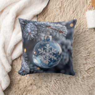Cojín Decorativo Adorno de copo de nieve de cristal de Navidad