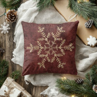Adorno de copo de nieve dorado rojo burgundy elega