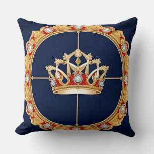 Cojín Decorativo Adorno de Corona Dorada Elegante