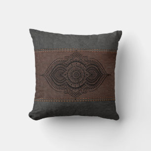 Cojín Decorativo Adorno de encaje negro de cuero vintage