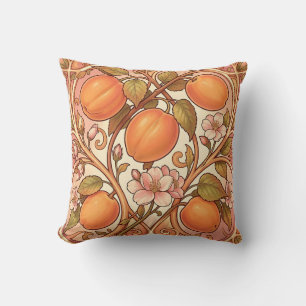 Cojín Decorativo Adorno de Flor de Melocotón Art Nouveau