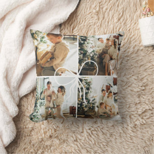 Cojín Decorativo Adorno de lazo con 4 fotos Navidad Recuerdo famili