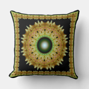 Cojín Decorativo Adorno de mandala fractal dorado