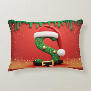 Cojín Decorativo Adorno de monograma de Navidad S Regalo de vacacio