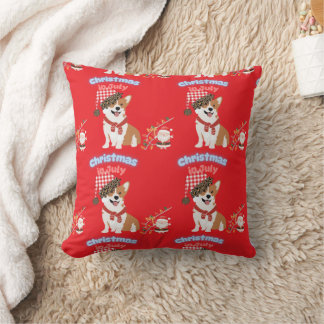 Cojín Decorativo Adorno de Navidad de Corgi en Julio