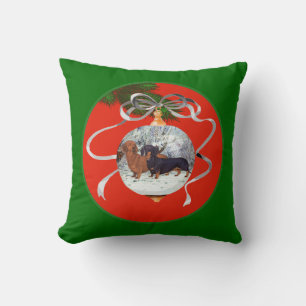 Cojín Decorativo Adorno de Navidad de Dachshunds