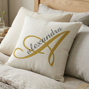 Cojín Decorativo Adorno de nombre dorado elegante Alexandra