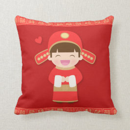 Cojín Decorativo Adorno de Novio Chino Tradicional Lindo para Boda
