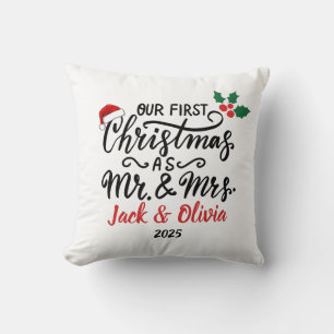 Cojín Decorativo Adorno de Primera Navidad Personalizada como Sr. y