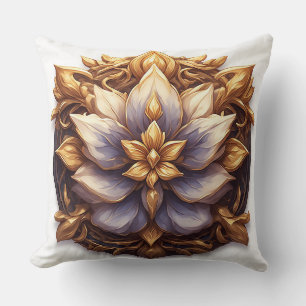 Cojín Decorativo Adorno Floral Dorado Elegante