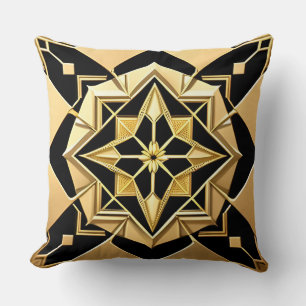 Cojín Decorativo Adorno Geométrico Dorado