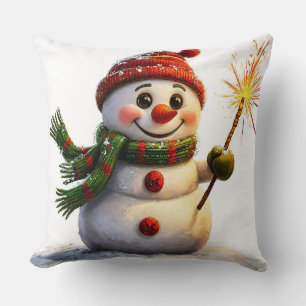 Cojín Decorativo Adorno navideño de hogar acogedor de muñeco de nie