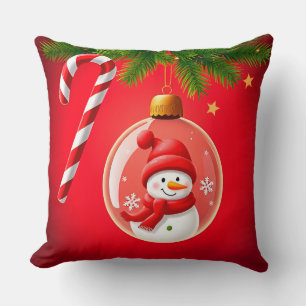 Cojín Decorativo Adorno Navideño Festivo con Muñeco de Nieve
