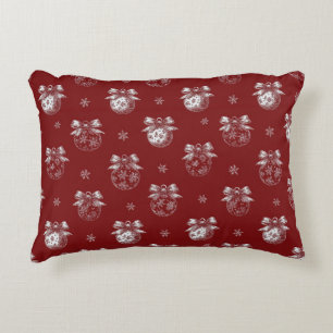 Cojín Decorativo Adorno Navideño Rojo y Blanco Toile De Jouy