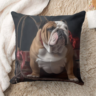 Cojín Decorativo Adorno Navideño Trineo Nevado Bulldog
