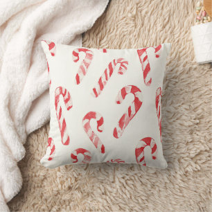 Cojín Decorativo Adornos de bastón de caramelo rojos y blancos de N