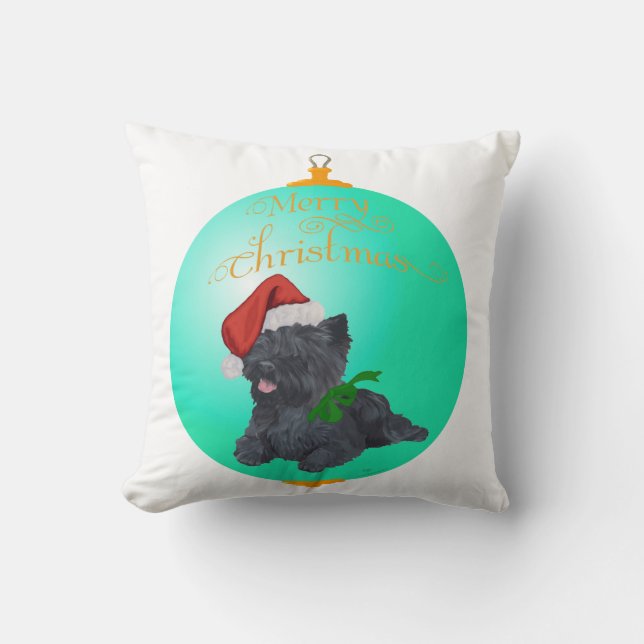 Cojín Decorativo Adornos de Navidad de Terrier Cairn (Anverso)