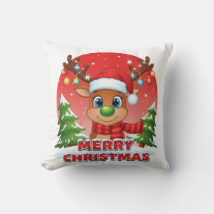 Cojín Decorativo Adornos de reno de Navidad lindos con sombrero de 