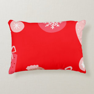 Cojín Decorativo Adornos Navideños Alegres Rojos Copos de Nieve Gua