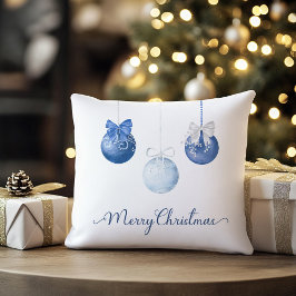 Cojín Decorativo Adornos Navideños Azules Festivos